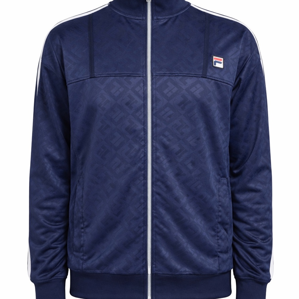 Fila Vintage Palmer Contrast Stripe Funnel Neck Track Top Full Zip Jacket  Med